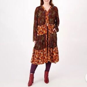 LOGO by Lori Goldstein Mixed Print Duster Duster X Size Small (555)